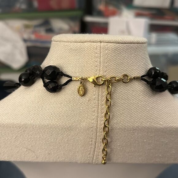 Joan Rivers Signed Vintage Black Lucite Hand Knotted Faceted Bead Necklace. - Picture 3 of 9